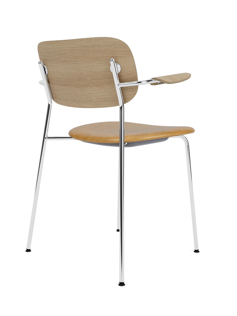 Co Dining Chair upholstered seat with armrest Chrome